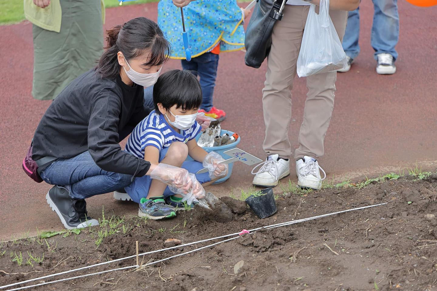 コキアの苗植え 勝田TAMARIBA横丁